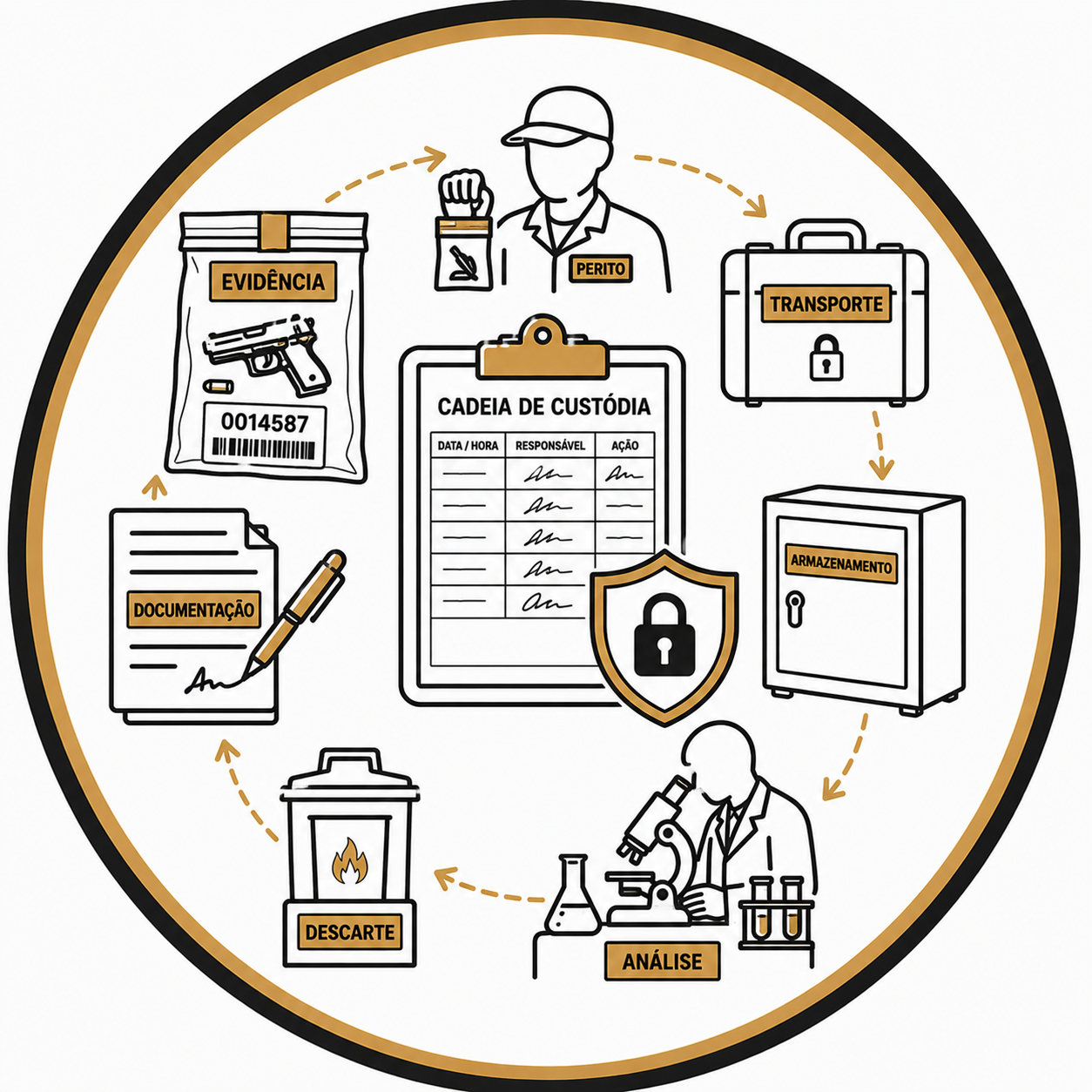 Ícone de exame de cadeia de custódia