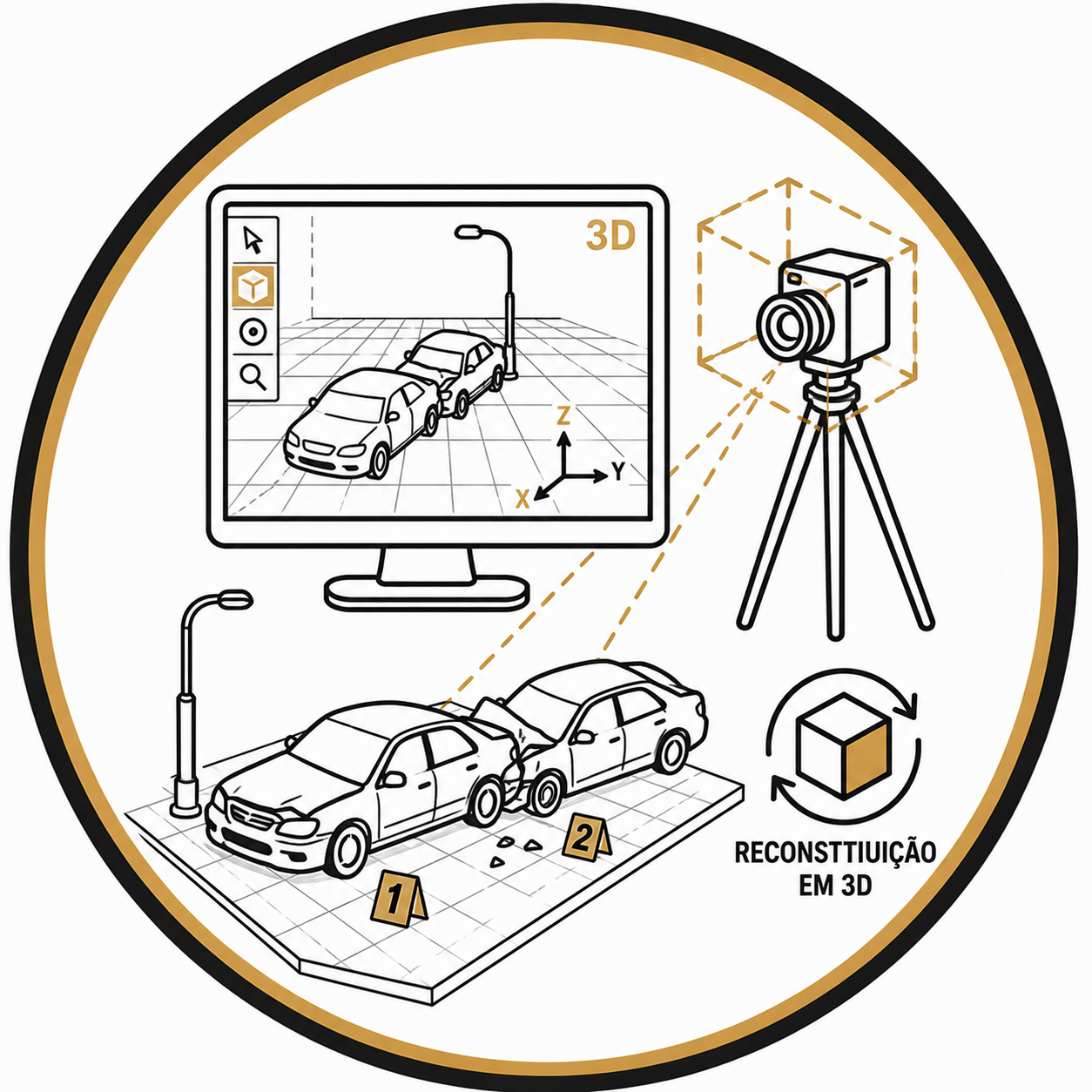 Ícone de reconstituição em 3D